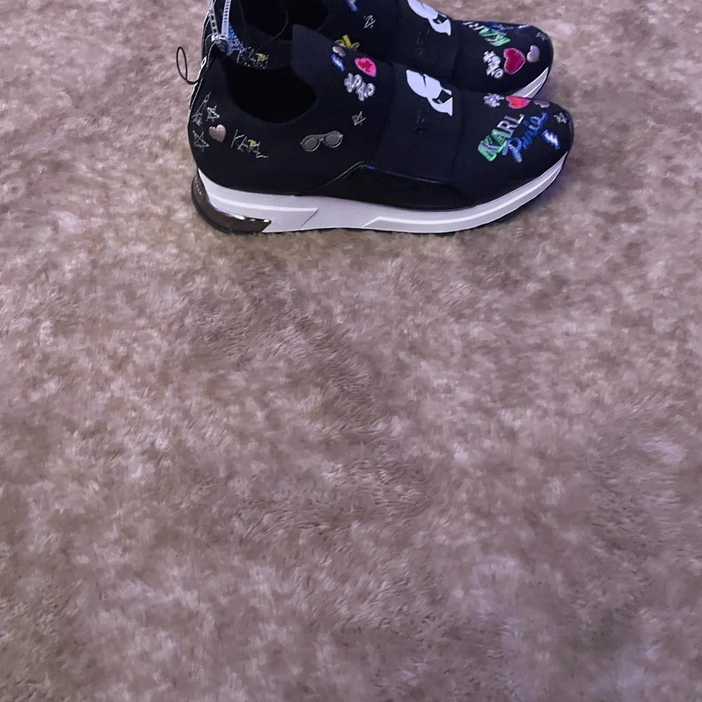 Karl Lagerfeld Black Sneakers with Colorful Graphics - Picture 2 of 4